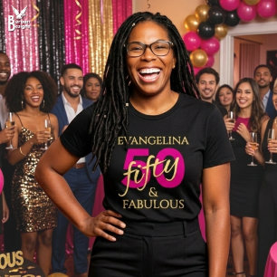 Fiftieth Birthday Custom Name 50 and Fabulous T-Shirt