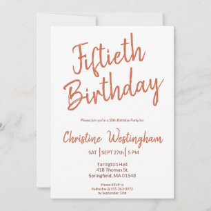 Fiftieth Birthday Rustic Boho Typography 50th Invitation