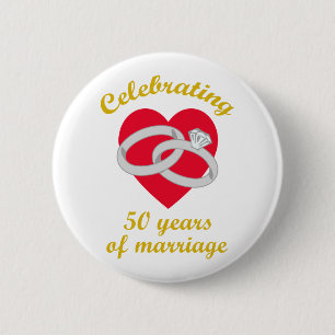 Fiftieth Wedding Anniversary 6 Cm Round Badge