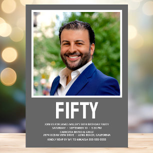 Fifty 50th Birthday Bold Type Photo Invitation