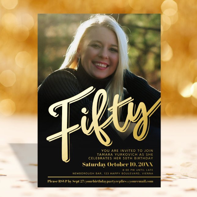 Fifty 50th Birthday custom photo script gold (Creator Uploaded)