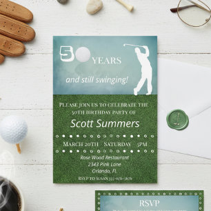 Fifty 50th Birthday Golf Golfer Customise Invitation