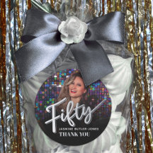 Fifty 50th birthday party photo silver favour