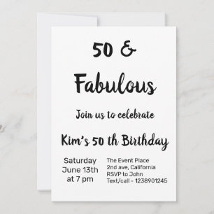 FIFTY 50TH BIRTHDAY SIMPLE PARTY INVITATION