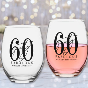 Fifty 60th Birthday Stemless Wine Glass