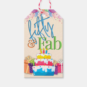 Fifty and Fab Colourful Birthday Gift Tags