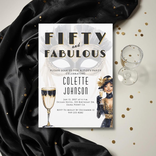 Fifty and Fabulous 1920s Birthday Invitation (Creator Uploaded)