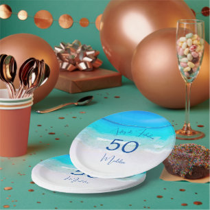 Fifty and Fabulous 50th Birthday Beach Suite Paper Plate