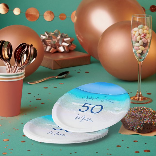 Fifty and Fabulous 50th Birthday Beach Suite Paper Plate (Multi)