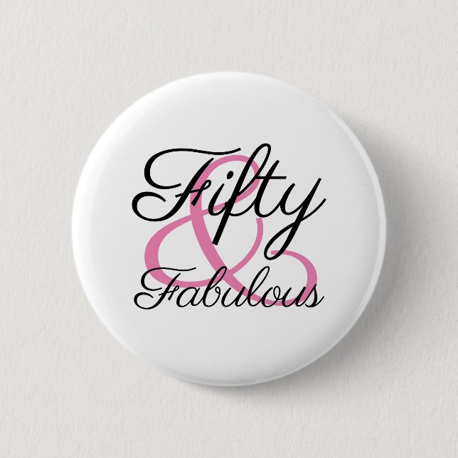 Fifty and Fabulous 50th Birthday Party 6 Cm Round Badge (Front)