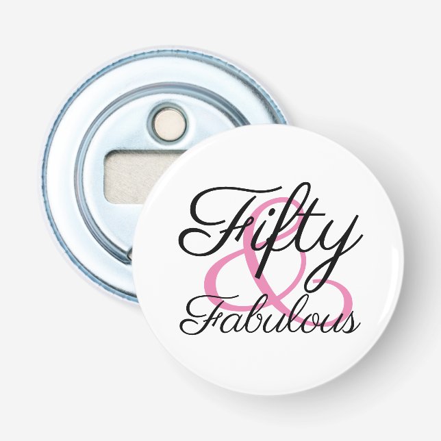 Fifty and Fabulous 50th Birthday Party Bottle Opener (Front)