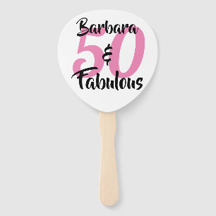 Fifty and Fabulous 50th Birthday Party Custom Pink Hand Fan