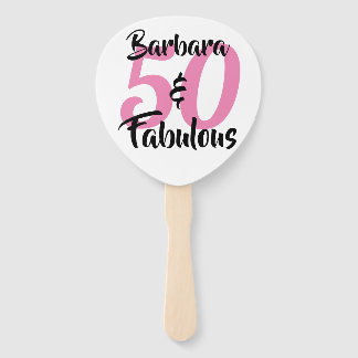 Fifty and Fabulous 50th Birthday Party Custom Pink Hand Fan