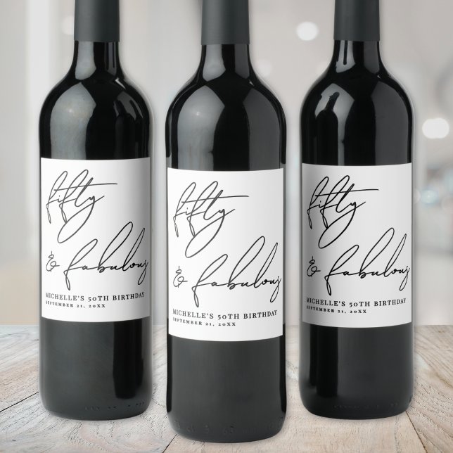 Fifty And Fabulous 50th Birthday Party Wine Label (Fifty And Fabulous 50th Birthday Party Wine Label )