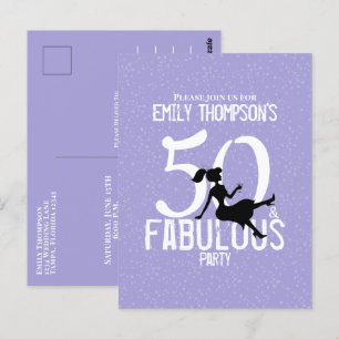 Fifty and Fabulous Birthday Modern Cute Cocktails Postcard