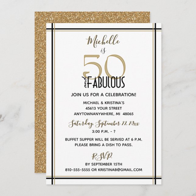 Fifty and Fabulous Birthday Party Invitation (Front/Back)