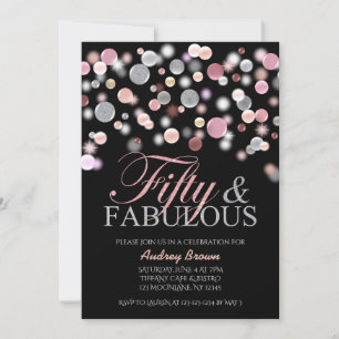 Fifty and Fabulous Birthday, Pink Glitters 50th Invitation