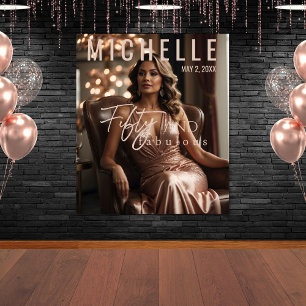 Fifty and Fabulous Birthday Wall Backdrop Tapestry