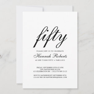 Fifty and Fabulous Black 50th Birthday Party Invitation