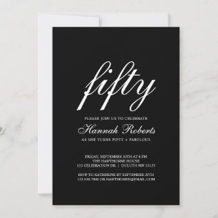 Fifty and Fabulous Black 50th Birthday Party  Invitation