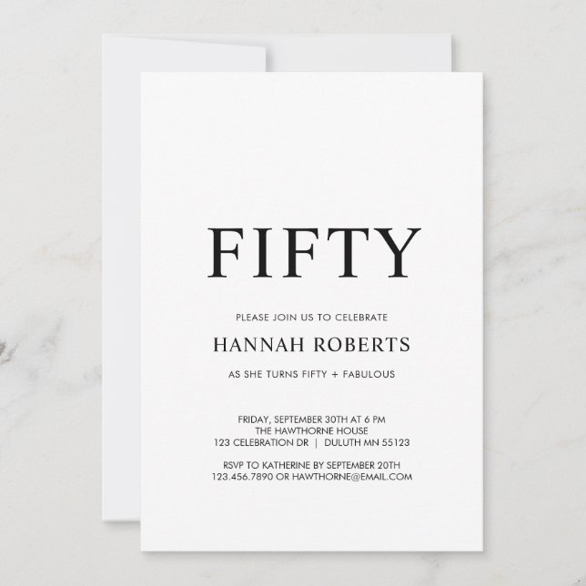 Fifty and Fabulous Black 50th Birthday Party  Invitation (Front)