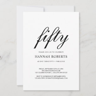 Fifty and Fabulous Black 50th Birthday Party  Invitation