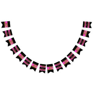 Fifty and Fabulous Black Gold Pink 50th Birthday  Bunting