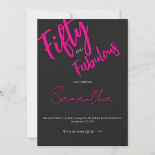 Fifty and Fabulous Black Script 50th Birthday Invitation