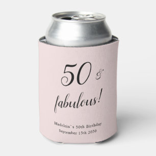 Fifty and Fabulous Blush Pink 50th Birthday Can Cooler