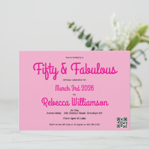 Fifty and Fabulous Blush Pink 50th Birthday  Invitation
