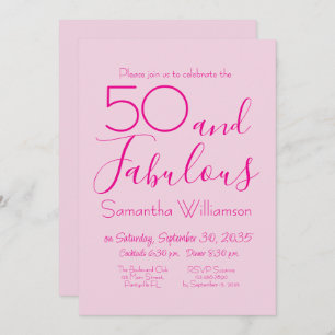 Fifty and Fabulous Blush Pink 50th Birthday Party Invitation