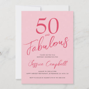 Fifty and Fabulous Blush Pink 50th Birthday Party Invitation