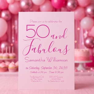 Fifty and Fabulous Blush Pink 50th Birthday Party Invitation