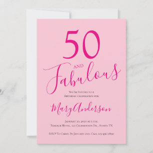 Fifty and Fabulous Blush Pink 50th Birthday Party Invitation