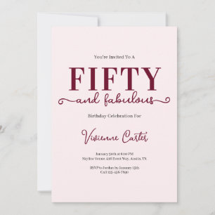 Fifty and Fabulous Blush Pink 50th Birthday Party Invitation