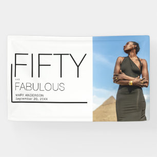 Fifty and Fabulous Bold Photo 50th Birthday Party Banner