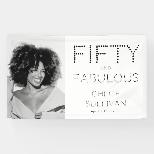 Fifty and Fabulous Bold Photo 50th Birthday Party Banner (Horizontal)