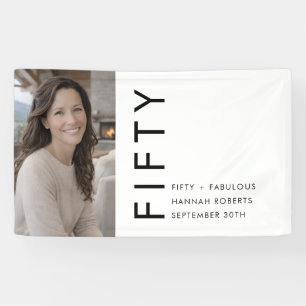 Fifty and Fabulous Bold Photo 50th Birthday Party Banner