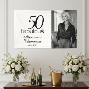 Fifty and Fabulous Bold Photo 50th Birthday Party Banner
