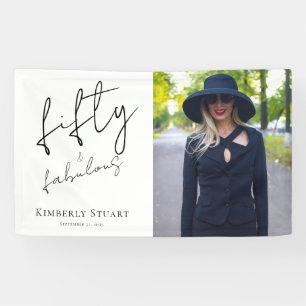 Fifty and Fabulous Bold Photo 50th Birthday Party Banner