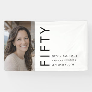 Fifty and Fabulous Bold Photo 50th Birthday Party Banner