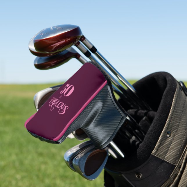 Fifty and Fabulous Burgundy Birthday Golf Head Cover (In Situ)