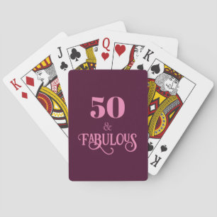 Fifty and Fabulous Burgundy Birthday Party Playing Cards