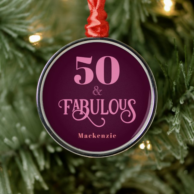Fifty and Fabulous Burgundy Metal Tree Decoration (Tree)