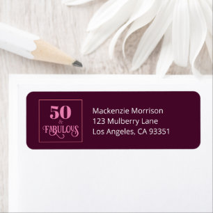 Fifty and Fabulous Burgundy Return Address