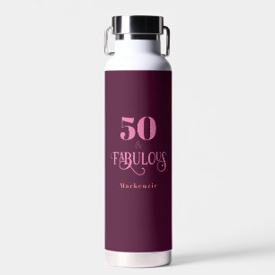 Fifty and Fabulous Burgundy Water Bottle