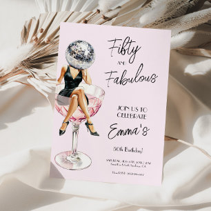 Fifty and Fabulous Disco Birthday Custom Invite