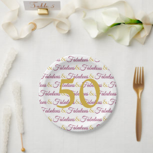 Fifty and Fabulous Elegant 50th Birthday Gold Paper Plate