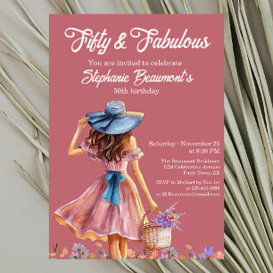 Fifty and Fabulous Elegant Woman's 50th Birthday Invitation