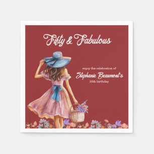 Fifty and Fabulous Elegant Woman's 50th Birthday Napkin